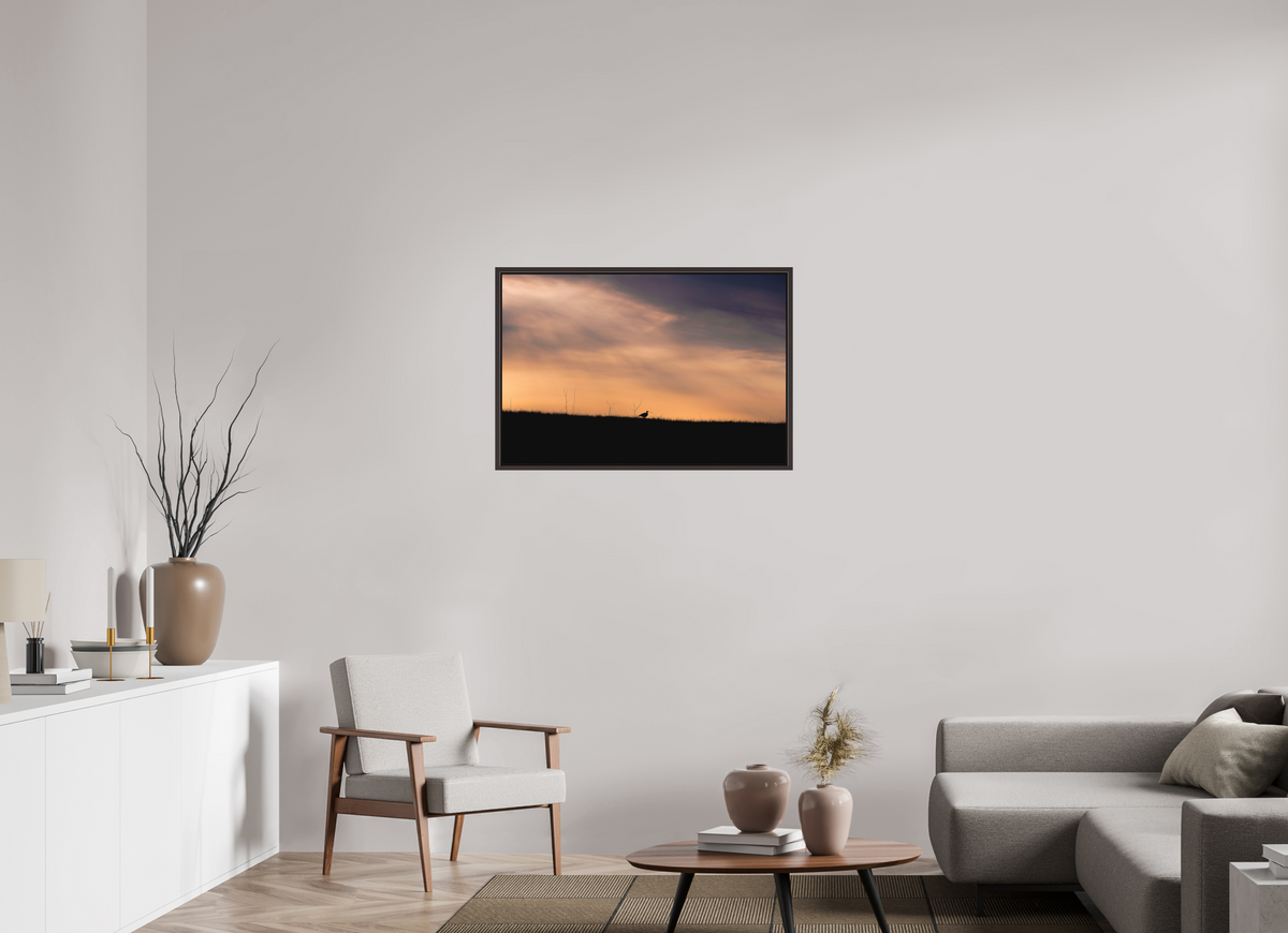 36 x 24″, Metal Frame Floater Alder Brown The Lone Traveler