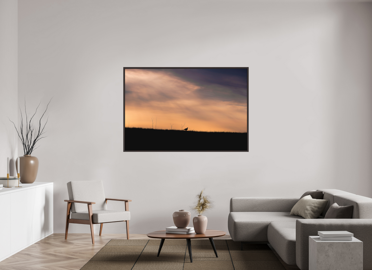 66 x 44″, Metal Frame Floater Alder Brown The Lone Traveler