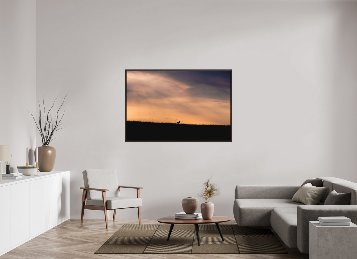 60 x 40″, Metal Frame Floater Alder Brown The Lone Traveler