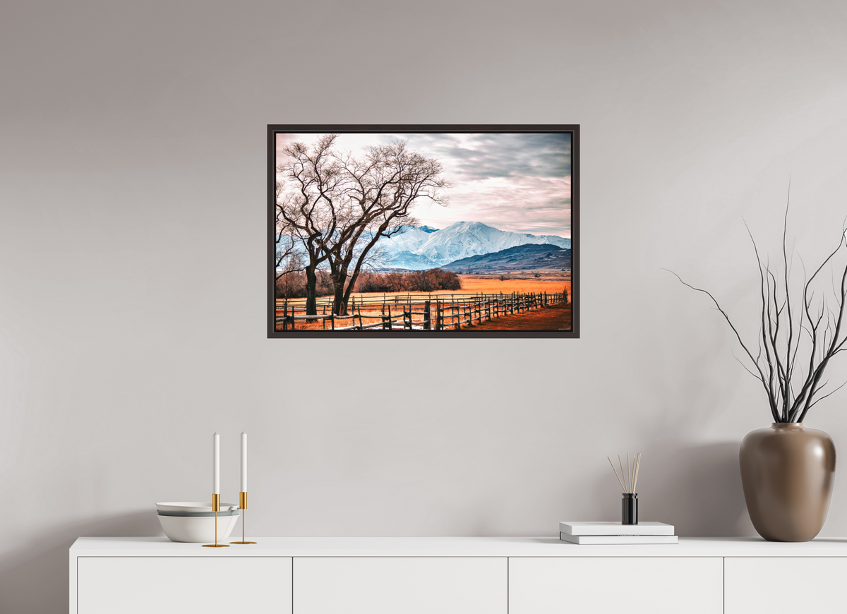 30 x 20″, Metal Frame Floater Alder Brown The Space Between