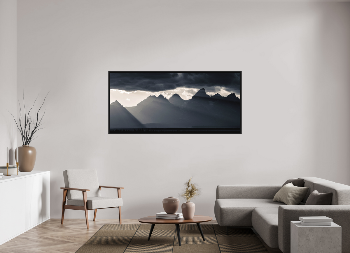 74.8″ x 34.4″, floater frame black When Love Finds You