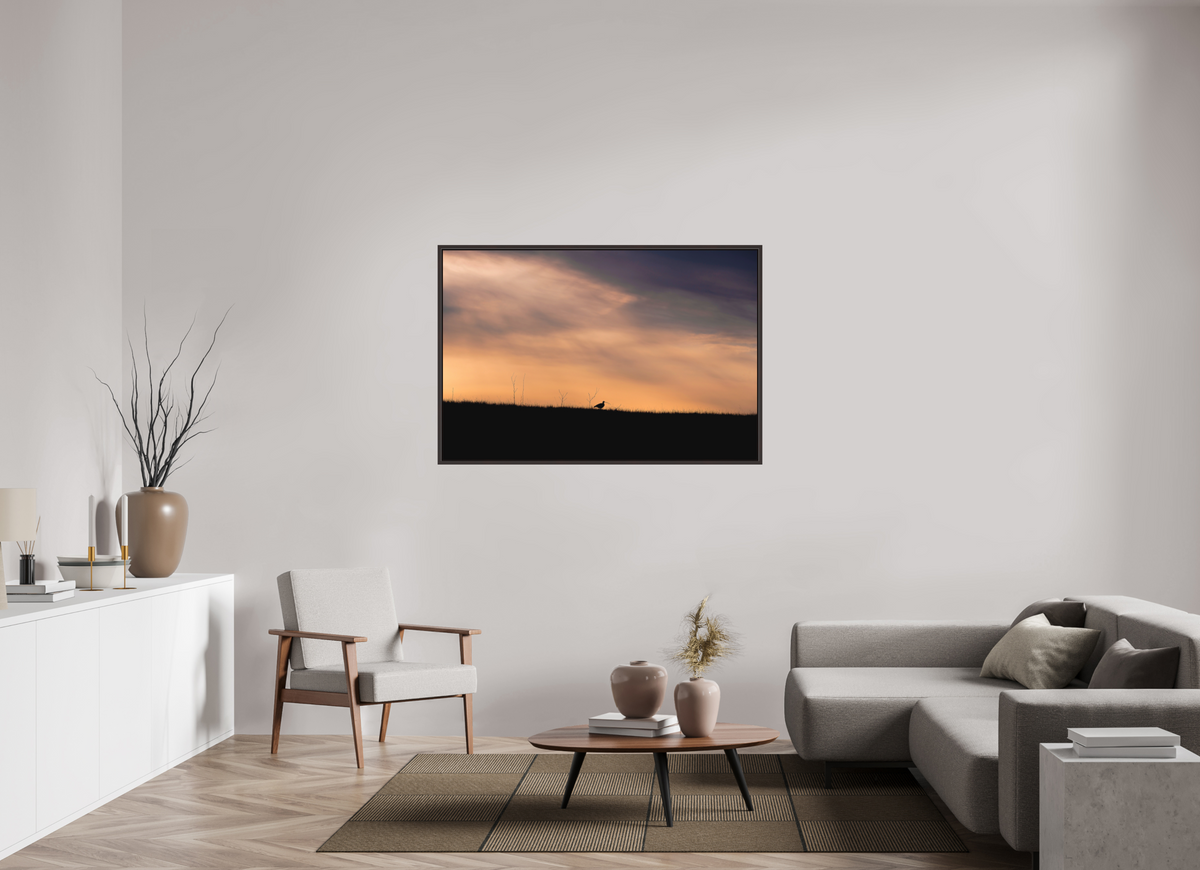 54 x 36″, Metal Frame Floater Alder Brown The Lone Traveler