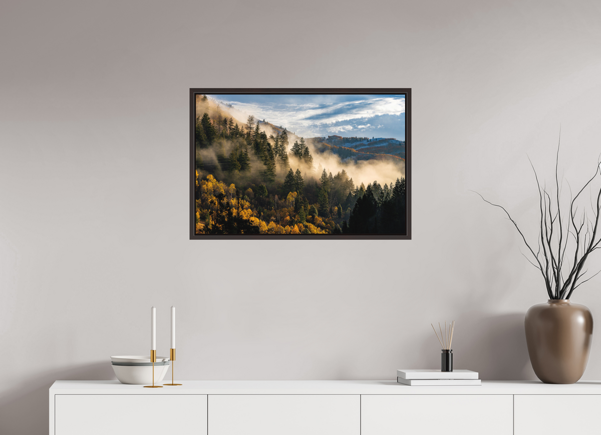 30 x 20″, Metal Frame Floater Alder Brown Into the Mystic