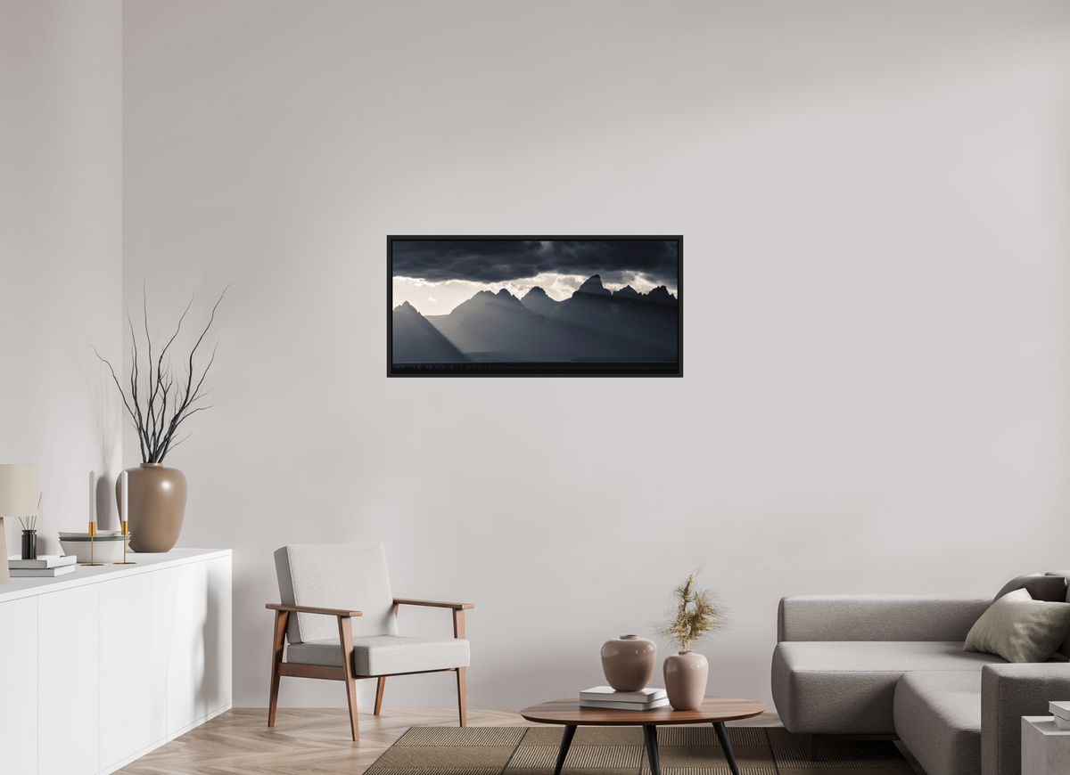43.5 x 20″, floater frame black When Love Finds You