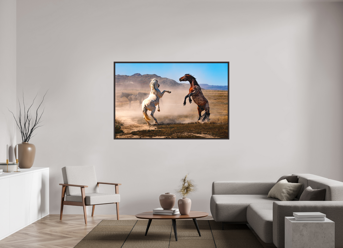 66 x 44″, Metal Frame Floater Alder Brown Dance with the Wild Ones
