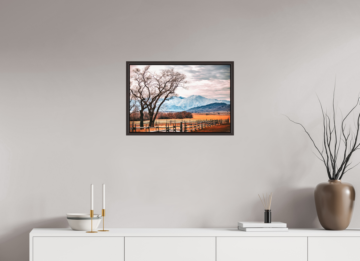 24 x 16″, Metal Frame Floater Alder Brown The Space Between