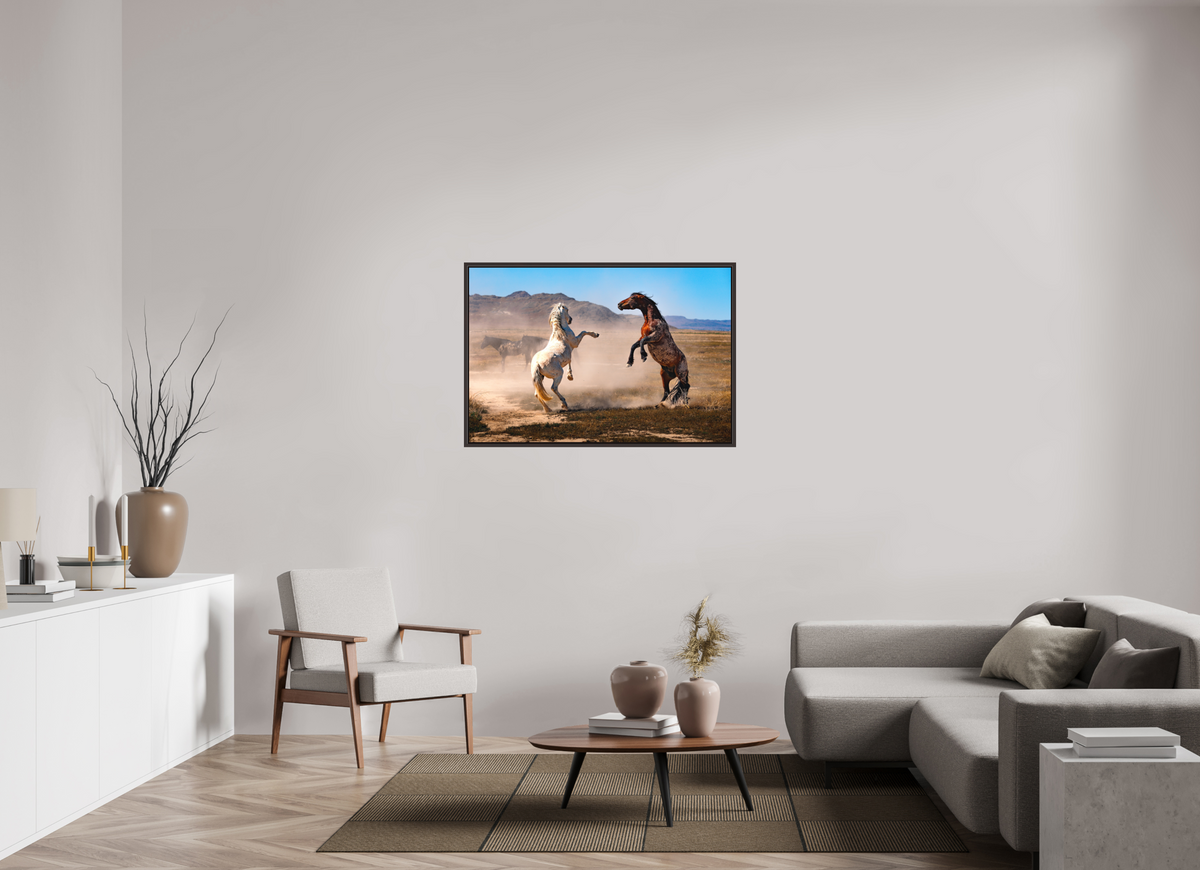 45 x 30″, Metal Frame Floater Alder Brown Dance with the Wild Ones